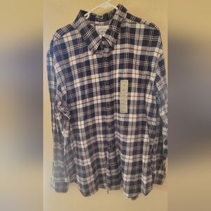 St John's bay flannel, xl,  New. Blue, white, brown line tones